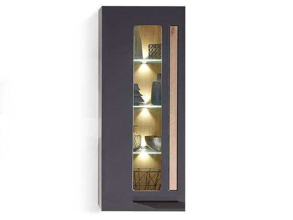LAMBADA Hängevitrine, Material MDF, graphitfarbig/eichefarbig