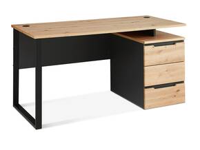 MAILAND Schreibtisch inkl. Rollcontainer, Material Dekorspanplatte, Artisan Eiche Nachbildung/graphitfarbig