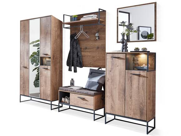 MILTON Komplett-Garderobe II, Material MDF, eichefarbig