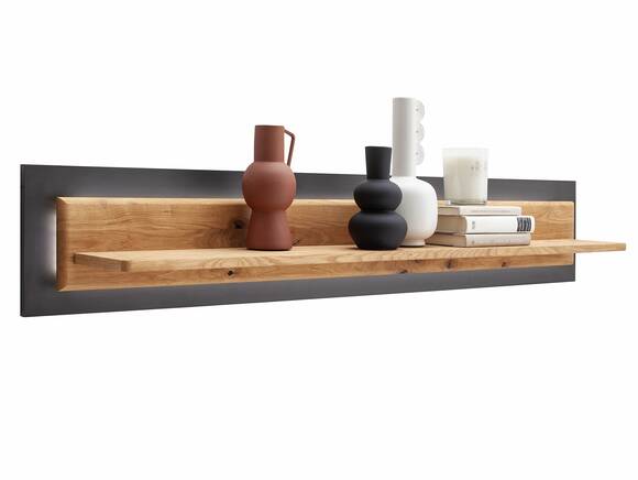 ALMERIO Wandboard, Wildeiche teilmassiv, anthrazitfarbig