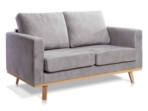 CORIN 2-Sitzer Sofa mit Echtholz-Untergestell, Bezug in Velour-Optik