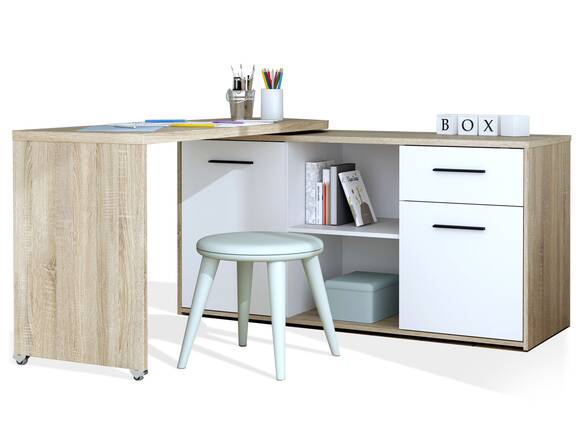 ANKOR Arbeitsplatz, Material Dekorspanplatte, Eiche sonomafarbig/weiss