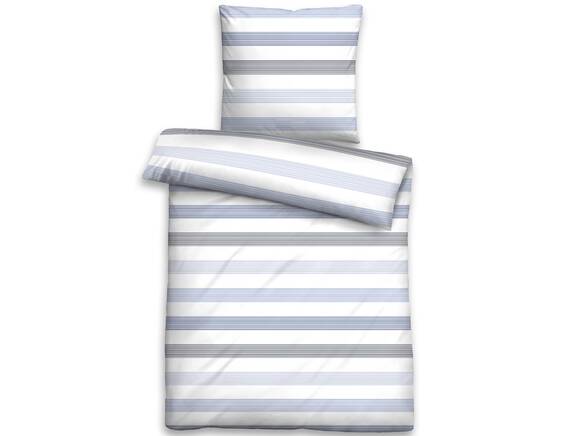 BIBERNA Bettwäsche Schweizer Satin 135x200 cm blau/weiss
