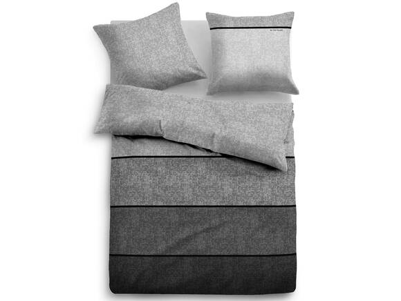 TOM TAILOR Bettwäsche Flanell, 135x200 cm, Grau gestreift