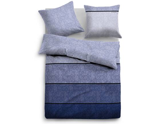 TOM TAILOR Bettwäsche Flanell, 135x200 cm, Navy gestreift