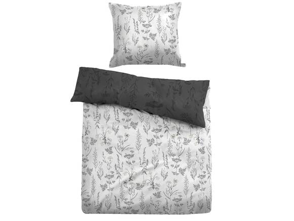 TOM TAILOR Bettwäsche, Baumwollsatin, Design Gräser anthrazit, 100% Baumwolle