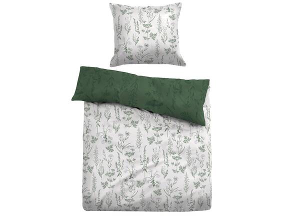 TOM TAILOR Bettwäsche, Baumwollsatin, Design Gräser grün, 100% Baumwolle