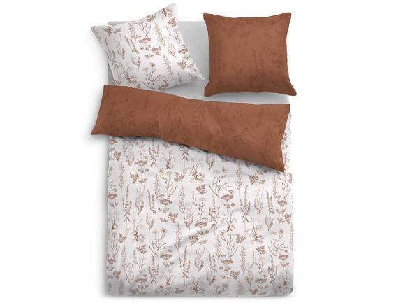 TOM TAILOR Bettwäsche, Baumwollsatin, Design Gräser terra, 100% Baumwolle