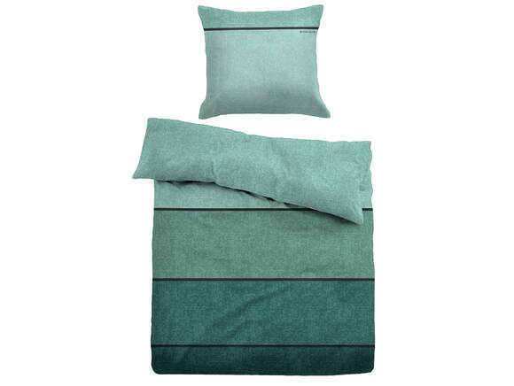 TOM TAILOR Bettwäsche Flanell, Streifendesign Grün, 100% Baumwolle