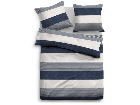 TOM TAILOR Bettwäsche Melange-Flanell, 135x200 cm, Streifen navy