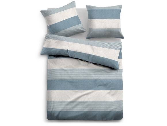 TOM TAILOR Bettwäsche Melange-Flanell, 135x200 cm, Streifen blau