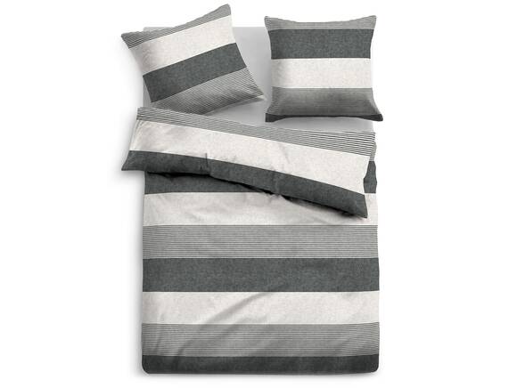 TOM TAILOR Bettwäsche Melange-Flanell, 135x200 cm, Streifen grau
