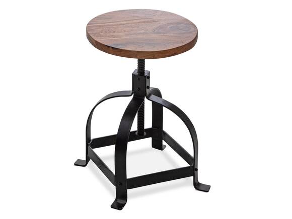 MOLSON Hocker, Höhenverstellbar, Material Eisen + Mangoholz, H:46-71cm