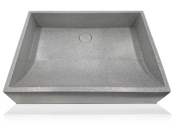 MINOS Aufsatzwaschbecken, Material Terrazzo, rechteckig, hellgrau