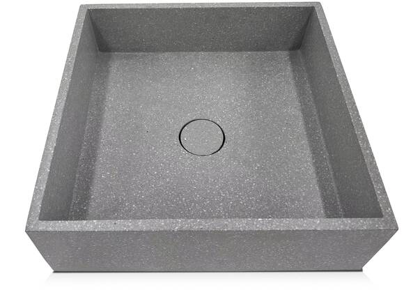 SOMAN Aufsatzwaschbecken, Material Terrazzo, quadratisch, hellgrau