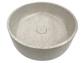 BERONE Aufsatzwaschbecken, Material Terrazzo, rund, weiß
