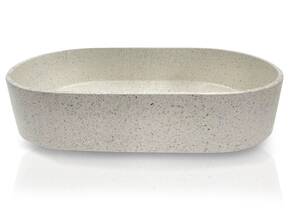 KAIKO Aufsatzwaschbecken, Material Terrazzo, oval, weiß