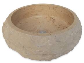 CALERO Aufsatzwaschbecken, Naturstein, rund, Marmor beige