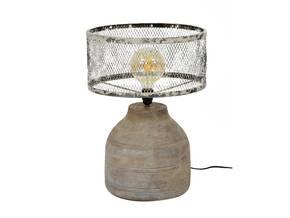 GREMI Tischlampe groß Gitterschirm mit Holzfuß