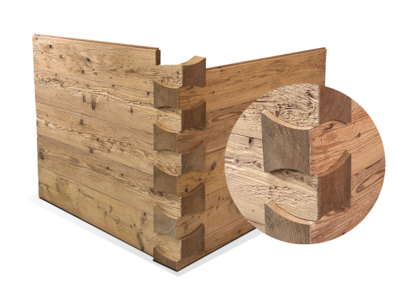 KLINGSCHROT Blockwandschalung/Nut- und Federbrett/Schalungsbrett, Material Massivholz, gehackt/gebürstet