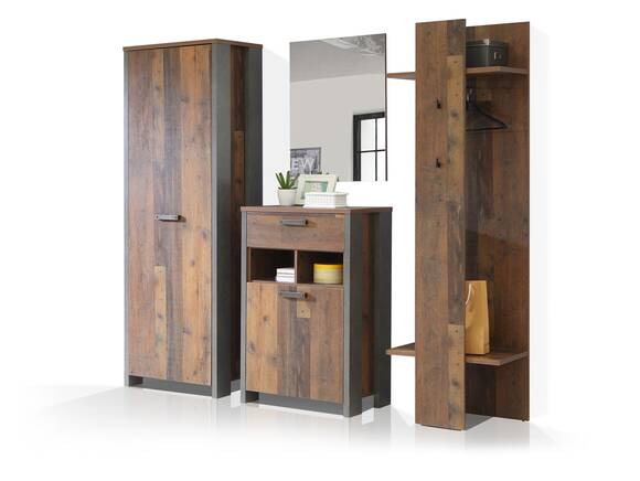 CASSIA Garderobe, Material Dekorspanplatte, Old Wood Vintage/betonfarbig