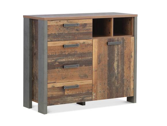 CASSIA Kommode I, Material Dekorspanplatte, Old Wood Vintage/betonfarbig