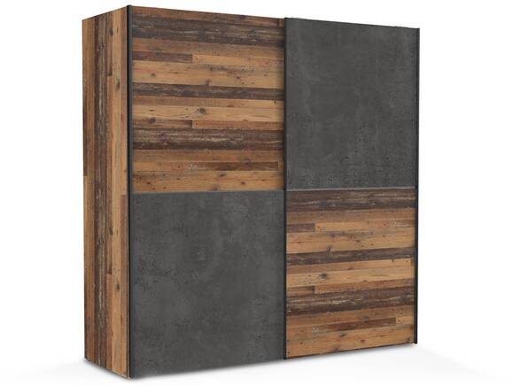 DELKO Schwebetürenschrank, Material Dekorspanplatte, Old Wood vintagefarbig/dunkelgrau
