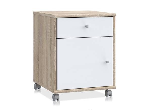 EASY OFFICE Rollcontainer, Material Dekorspanplatte, Eiche Sonomafarbig/weiss