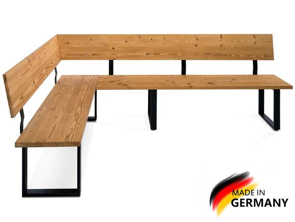 CURBY Eckbank nach Maß, rustikale Altholzoptik, Material Massivholz, Fichte gebürstet