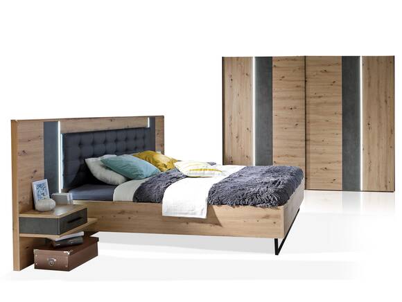 FILENA Komplett-Schlafzimmer, Material Dekorspanplatte, Artisan Eiche Nachbildung/ Dunkelgrau