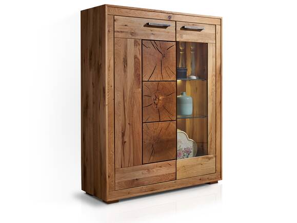 WINSTON I Highboard rechts, Material Massivholz, Wildeiche geölt
