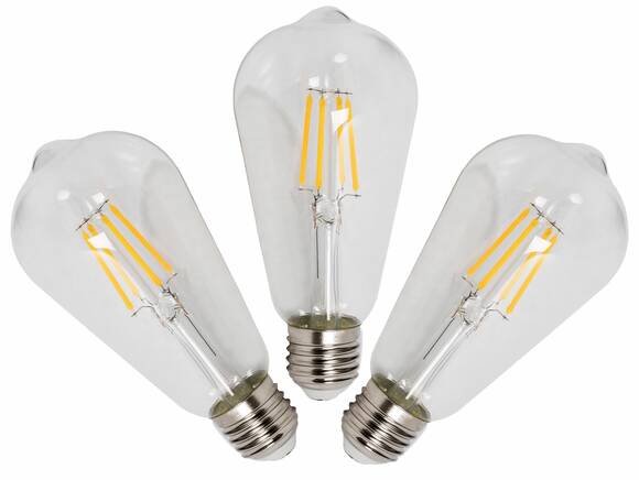 3er Set LED Glühbirnen schmal, E27, 4 Watt, warmweiss