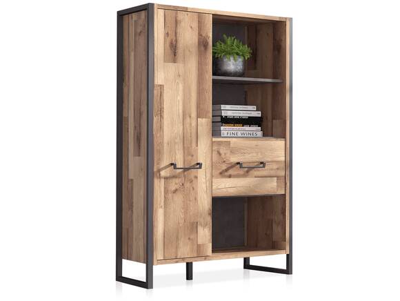 HANIKA Regal / Wohnzimmerschrank, Material Dekorspanplatte, eichefarbig/betonfarbig