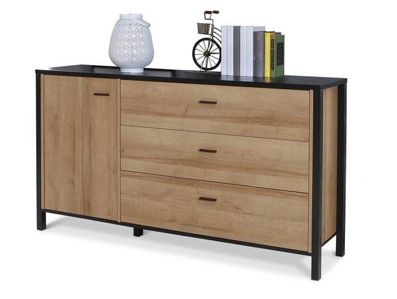 HAVANO Sideboard L, Material Dekorspanplatte, Riviera Eichefarbig/schwarz