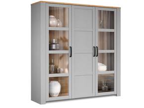 BRISCO Highboard/Vitrine, Material Dekorspanplatte, eichefarbig/grau