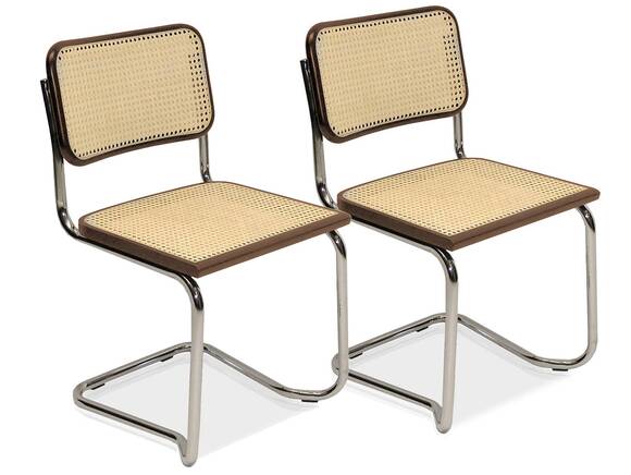 HOLM 2er SET Freischwinger, Material Naturgeflecht, Gestell Metall