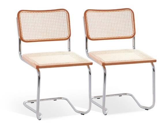 HOLM 2er SET Freischwinger, Material Naturgeflecht, Gestell Metall