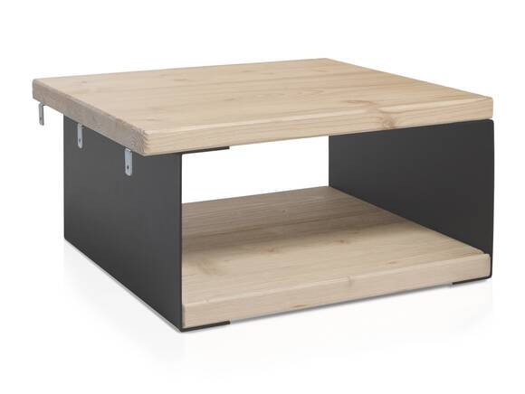 LUKY Nachtkommode, Material Massivholz/Metall, Fichte massiv/schwarz