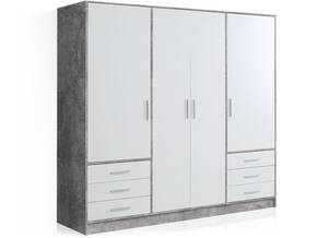 JAMI Kleiderschrank 4-trg. mit 6 Schubkästen, Material Dekorspanplatte