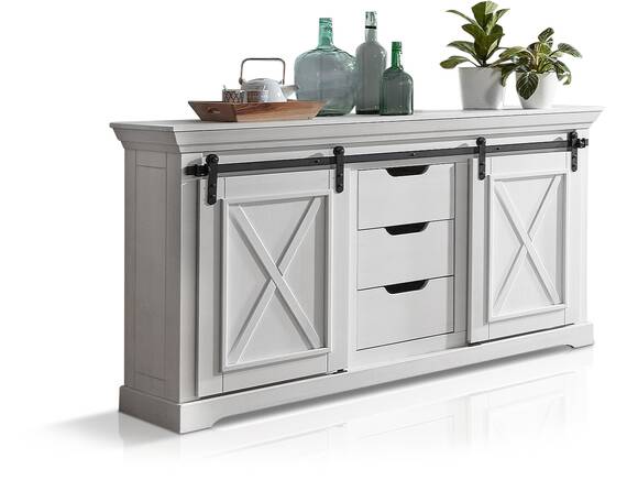 KANSAS Sideboard I, Material Massivholz, Kiefer weiß