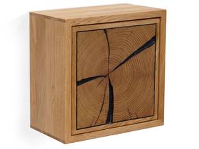 KENTO Wandregal III, Material Massivholz, Wildeiche geölt mit Hirnholzeinlage