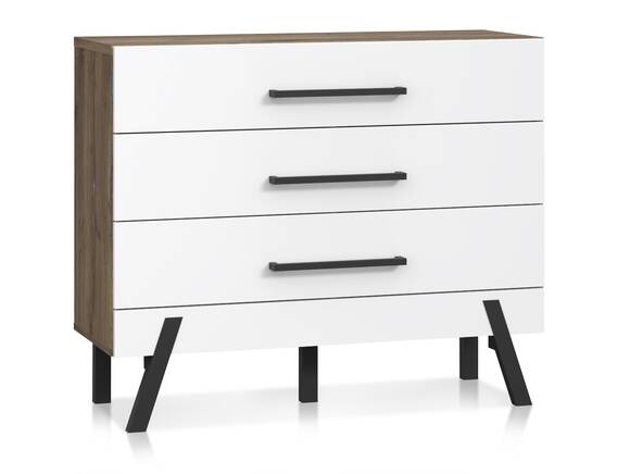 KACY Kommode, Material Dekorspanplatte, Flagstaff Eichefarbig/Weiß