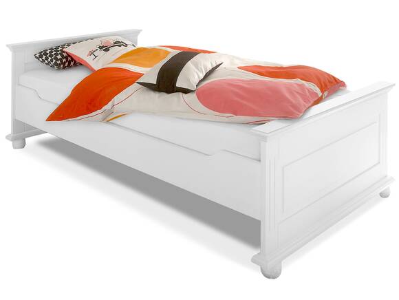 LORELEI Einzelbett 90x200 cm, Material Massivholz, Kiefer weiss