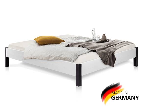 LUKY Bett Metallfuß, ohne Kopfteil, Material Massivholz, Fichte massiv