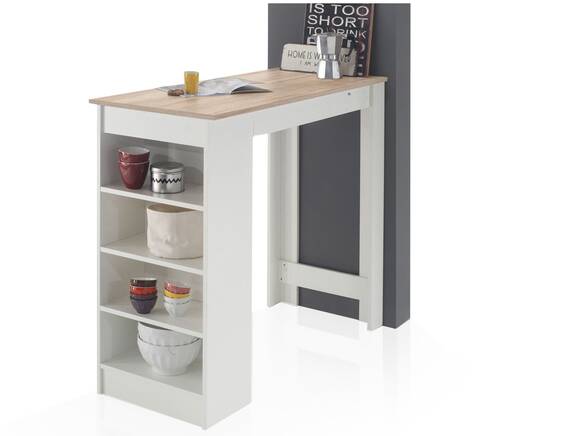 MACARENA Bartisch mit seitlichem Regal, Material Dekorspanplatte