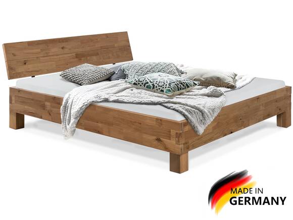 CORDINO 4-Fuß-Bett aus Eiche mit Kopfteil, Material Massivholz