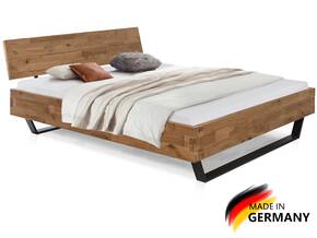 CORDINO Kufenbett aus Eiche mit Kopfteil, Material Massivholz