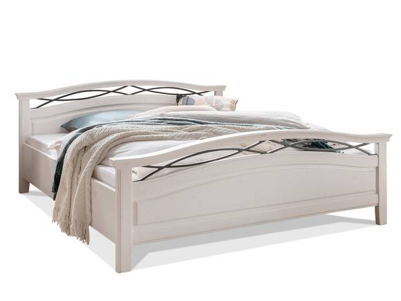 MANERA Doppelbett 180x200 cm, Material Massivholz, Kiefer weiß gewachst