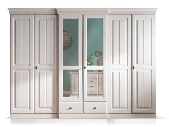 MANERA Kleiderschrank, Material Massivholz, Kiefer weiß gewachst