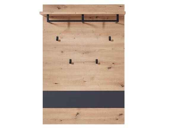 MAILAND Garderobenpaneel, Material Dekorspanplatte, Artisan Eiche Nachbildung, graphitfarbig